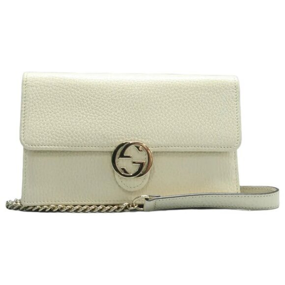GUCCI Interlocking White Leather Shoulder Bag 585-080925 - Picture 1 of 16